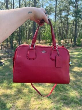 Coach Red Pebbled Leather Satchel